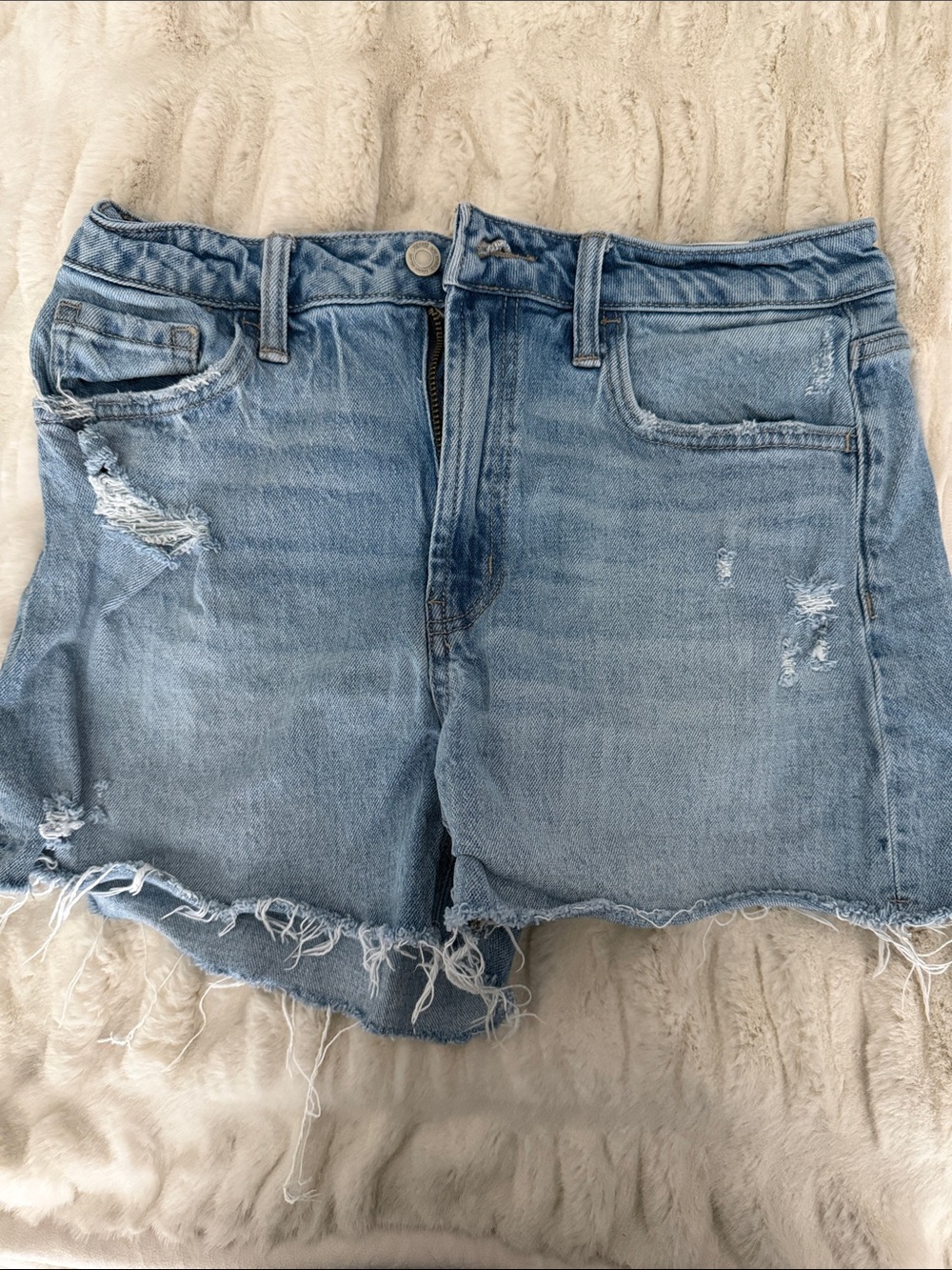 Light Blue Distressed Denim Shorts